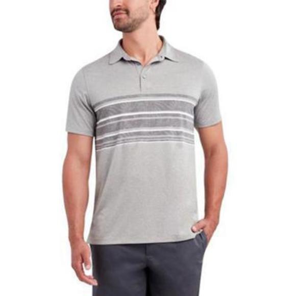Caribbean Joe Men's Heather Gray Stripe Polo Shirt - XL - Golf Apparel - Picture 1 of 1